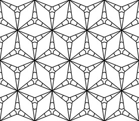 Vector monochrome seamless pattern, simple minimalist texture, subtle black & white abstract background. Illustration of contour triangular lattice, thin lines. Design for prints, decor, digital, web