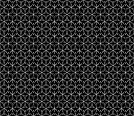 Vector monochrome seamless pattern, simple dark minimalist texture, subtle black & white abstract background. Illustration of contour triangular lattice, thin lines. Design for digital, decor, textile