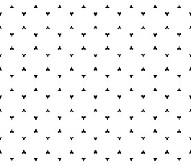Simple geometric seamless texture, repeat monochrome pattern. Black small triangular shapes on white backdrop. Stylish modern background. Design element for prints, decoration, textile, digital, web