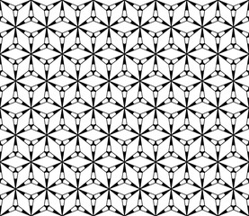 Vector monochrome seamless texture, simple minimalist pattern, subtle black & white abstract background. Illustration of triangular lattice, thin lines. Stylish minimalist design for decor, textile