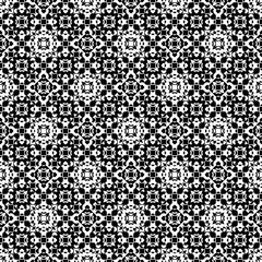 Vector seamless pattern. Abstract ornamental black & white texture, repeat geometric tiles. Endless specular monochrome background. Design element for prints, decoration, digital, web, textile, cover