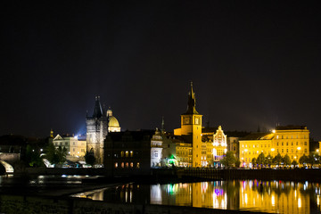 Fototapeta na wymiar Czech Republic Prague Charles Bridge Castle Cathedral and more at twilight capitol city at night