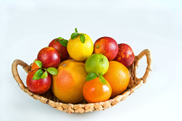 Fruit basket on white background