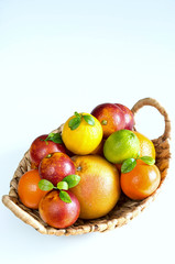 Fruit basket on white background