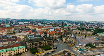 DRESDEN - JULY 2016: Beautiful city aerial skyline. Dresden is a popular attraction in Germany