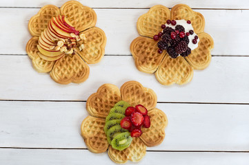 waffles butcher and wooden background