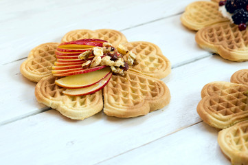 waffles butcher and wooden background