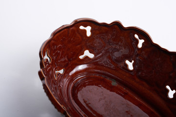 brown clay bowl