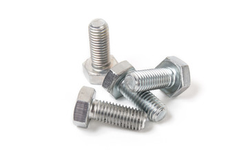 metal bolts isolated on white background