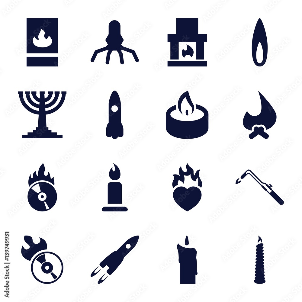 Canvas Prints set of 16 flame filled icons