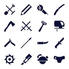 Set of 16 sharp filled icons