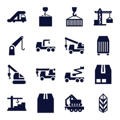 Set of 16 crane filled icons