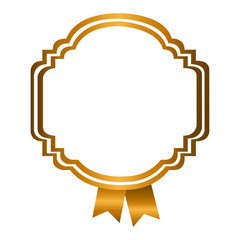 yellow emblem with ribbon decoration icon, vector illustraction design