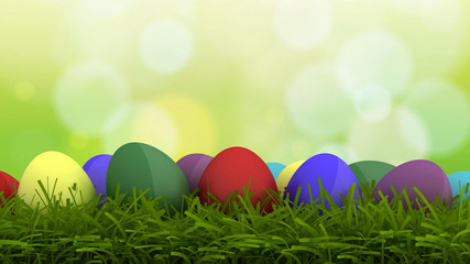 Happy Easter greeting card, easter eggs background.