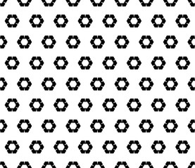 Vector seamless pattern, abstract monochrome background with simple geometric figures, rippled hexagons. Black & white geometric texture. Design element for printing, embossing, textile, fabric, web