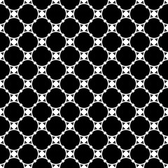 Vector monochrome seamless pattern, subtle geometric texture, illustration of thin mesh, round lattice with nodes. Black & white simple abstract repeat background. Design for decor, digital, prints