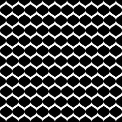 Vector monochrome seamless pattern, simple black & white geometric texture, dark illustration on mesh, smooth lattice, tissue structure. Repeat abstract background. Design for prints, textile, digital