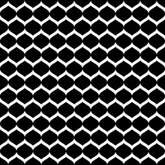 Vector monochrome seamless pattern, simple black & white geometric texture, dark illustration on mesh, smooth lattice, tissue structure. Repeat abstract background. Design for prints, textile, digital