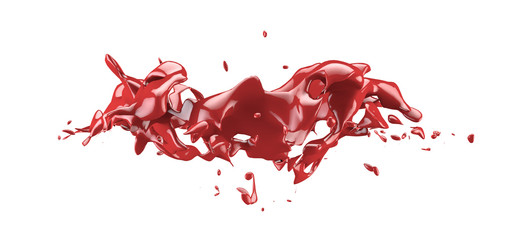 Splashes of paint isolated white background. 3d image, 3d rendering.