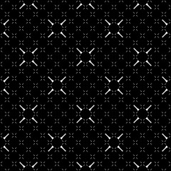 Fototapeta premium Vector minimalist seamless pattern, simple dark monochrome geometric texture. Diagonal thin lines, repeat tiles, crosses. Abstract black & white background. Design for decor, digital, web, textile
