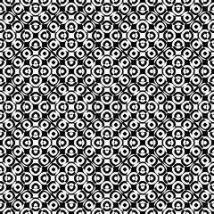 Vector monochrome seamless texture, specular geometric pattern, repeat tiles. Black & white overlay circles. Illusive optical effect. Design element for tileable print, decor, textile, digital, cover