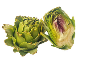 Whole and slice artichoke