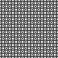 Vector seamless pattern, monochrome polka dot texture. Simple geometric background with staggered perforated circles, black & white abstract design. Element for prints, decor, textile, cloth, wrapping