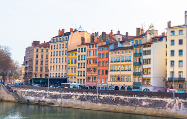 Fototapeta na wymiar Multicolor houses Lyon France