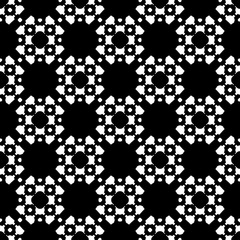 Vector monochrome seamless pattern. Abstract geometric texture. Simple elements, circles, lines, chains, diagonal lattice. Black & white repeat illustration in Asian style. Design for decor, prints