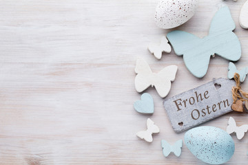 Easter decorations on a beautiful background. Greeting Card.