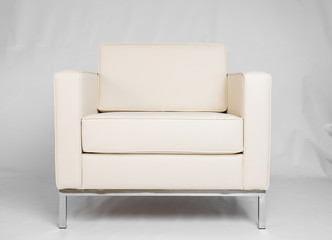 Studio shot of a grey modern sofa isolated on white background