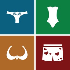 Set of 4 lingerie filled icons