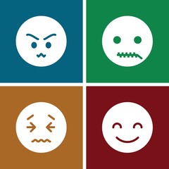 Set of 4 emotion filled icons