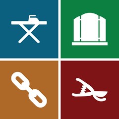 Set of 4 metal filled icons