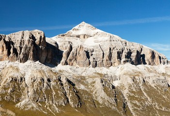 Piz Boe, view of top of Sella gruppe or Gruppo di Sella