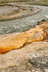 Mineral Springs On Coast Terek River Flows Through Georgia And Russia