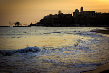 sunrise silhouette old town of Termoli (Molise) old town of Termoli (Molise)