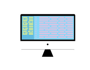 Monitor, mono block, computer isolated flat icon without background