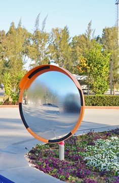 Foggy Convex Mirror At Junction