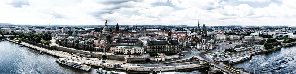 Fototapeta premium DRESDEN - JULY 2016: Beautiful city aerial skyline. Dresden is a popular attraction in Germany