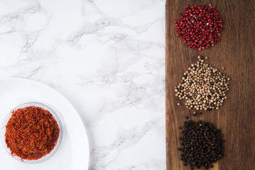 Close up portrait of a variety of spices