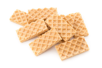 Waffle with crem isolated on white background.