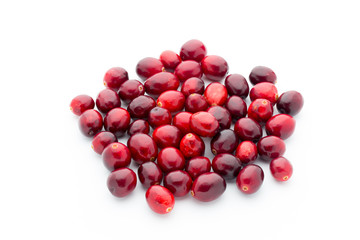 Cranberries top view. Red, ripe cranberries macro view.