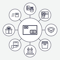 Set of 9 parcel outline icons