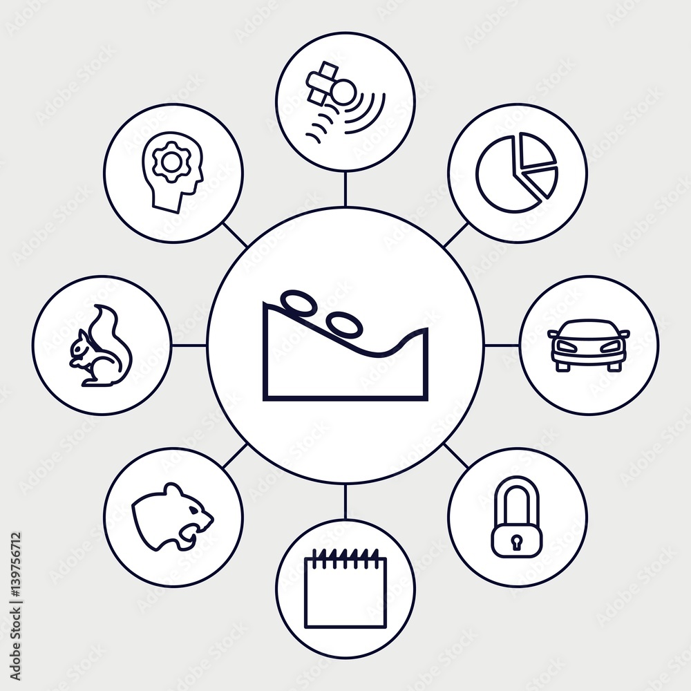 Poster set of 9 abstract outline icons