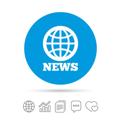 News sign icon. World globe symbol.