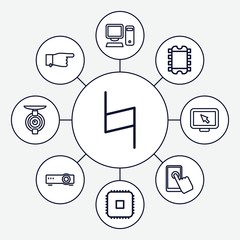 Set of 9 digital outline icons