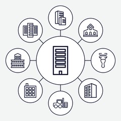 Set of 9 distribution outline icons