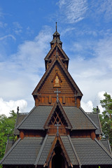 Fototapeta na wymiar Old Gol Stave Church (fragment) at Bygdoy, Oslo 
