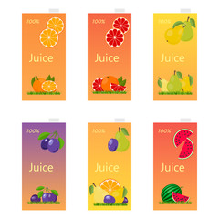 juice in a carton. the icons set. vector.